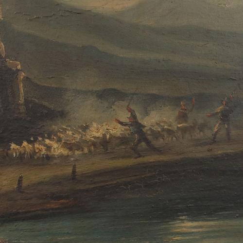 Night Landscape, Oil on Hardboard, Framed For Sale - Image 5 of 11