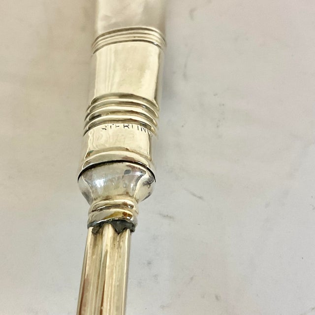 1920s Antique English Hollywood Regency Mother of Pearl Sterling Silver Serving Utensils - Set of 6 For Sale - Image 10 of 10