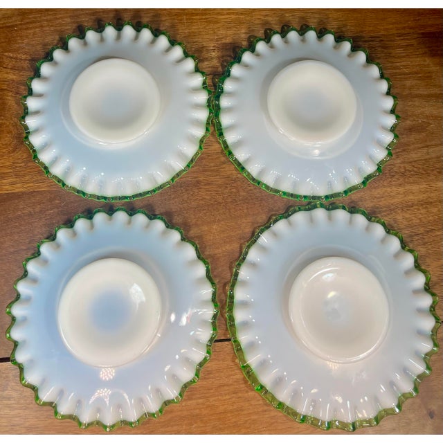 White Mid 20th Century Fenton Emerald Crest Milk Glass Saucer Plates - Set of 4 For Sale - Image 8 of 9