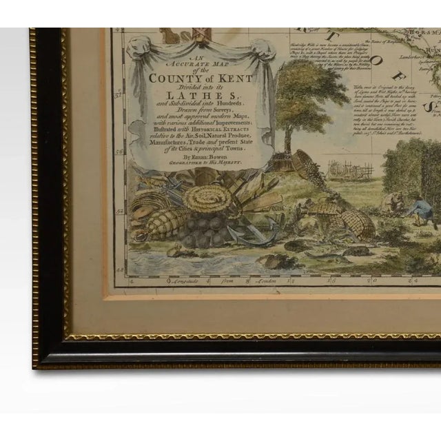 Map of part of Essex and part of Kent, hand-coloured. Encased in an ebonized and gilded frame. Dimensions Height 25.5...