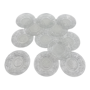 1980s Fantasia Princess House 12pc Clear & Frosted Glass Dessert Bread Side Plates