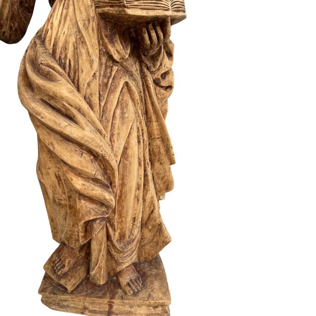 Antique Italian Hand Carved Wood Sculptures- A Pair For Sale In West Palm - Image 6 of 12