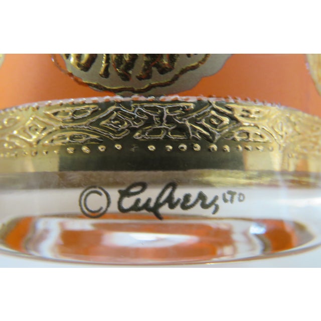 Mid 20th Century Culver Mid Century Gold Pineapple and Orange Water Whiskey Tumbler Glasses 4601b For Sale - Image 5 of 18