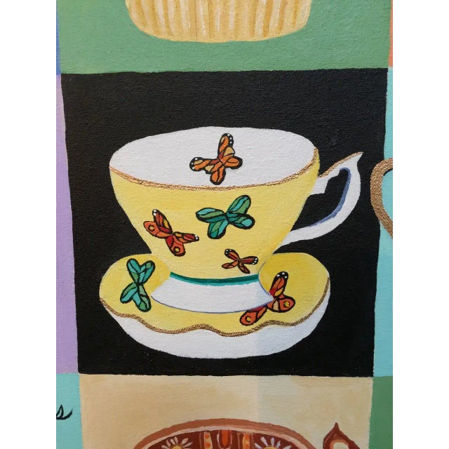 Cupcakes and Teacups Artist Proof on Canvas For Sale - Image 4 of 4