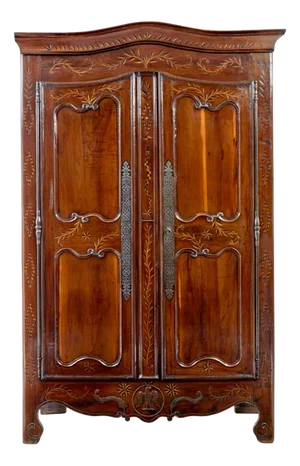 French Carved Yew and Chestnut Armoire, 1780s