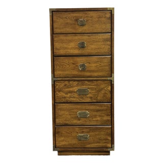 Vintage Campaign-Style Six-Drawer Lingerie Chest With Brass Accents For Sale