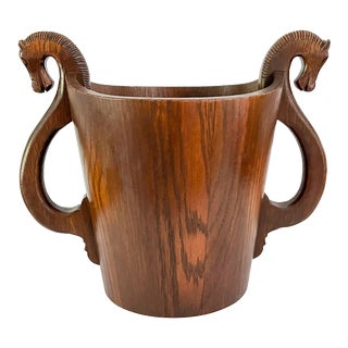Mid-Century Modern Wooden Horse Handle Bucket For Sale
