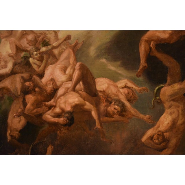 Roman School Artist, Saint Michael the Archangel Chasing Away Rebel Angels, 1600s-1700s, Oil on Canvas, Framed For Sale - Image 12 of 16