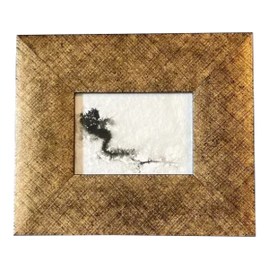 Contemporary Original Abstract Black Ink Painting Chunky Gold Frame