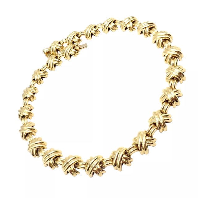 Vintage Tiffany & Co. 18k Yellow Gold Large X Classic Signature Necklace For Sale - Image 9 of 9