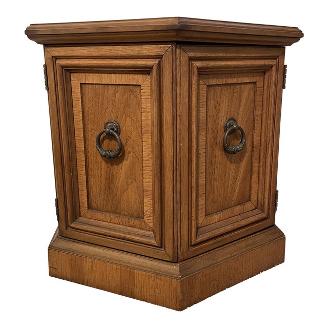 1970s Hexagonal End Table With Doors & Storage Chairish