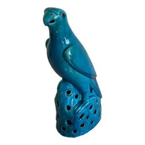 19th Century Chinese Monochrome Porcelain Parrot in Turquoise