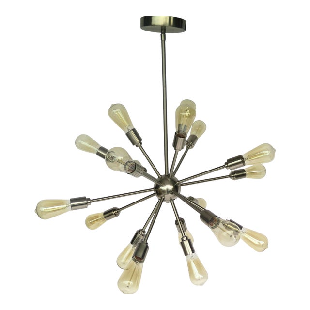 Italian Style Chrome Sputnik 14 Light Chandelier For Sale