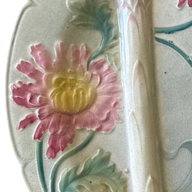 1920s Antique French St. Clément Luneville Asparagus Plate – Sold Individually For Sale - Image 5 of 9