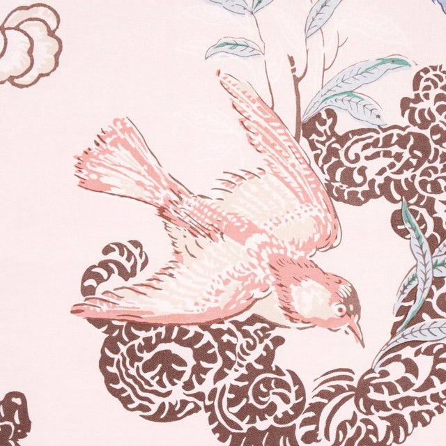 English Sample - Schumacher X Miles Redd Peacock Fabric in Blush For Sale - Image 3 of 5