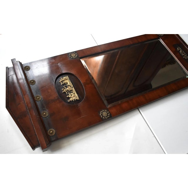 Antique German Empire Neoclassical Ormolu Trumeau Mirror For Sale - Image 10 of 13