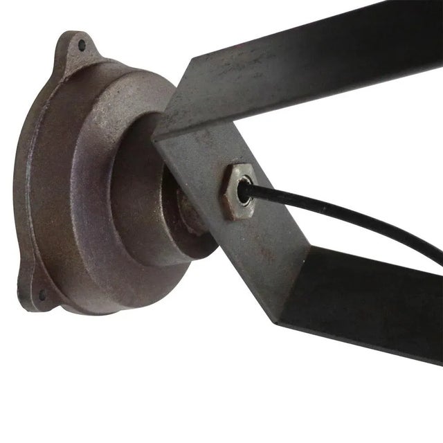 Paint Vintage Industrial Grey Brown Enamel Cast Iron Scones Wall Lights For Sale - Image 7 of 8