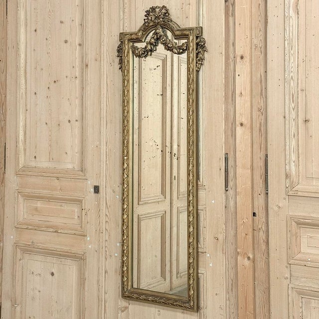 19th Century Italian Hand Carved Giltwood Louis XVI Mirror For Sale - Image 4 of 17