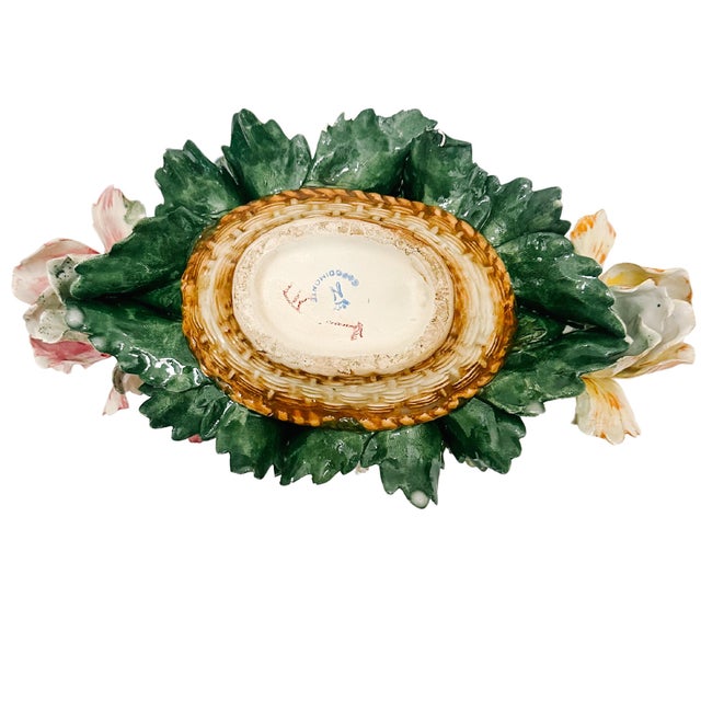 Mid 20th Century Capodimonte Oblong Flower Basket Topiary For Sale - Image 11 of 12