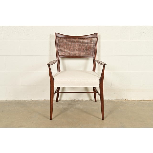 Paul McCobb Irwin Collection Mid-Century Modern Sculpted Walnut Cane Back Armchair, Newly Refinished For Sale - Image 13 of 13