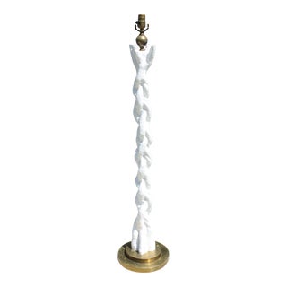 Vintage Bespoke Twisted Tree Trunk Floor Lamp With Brass Base For Sale
