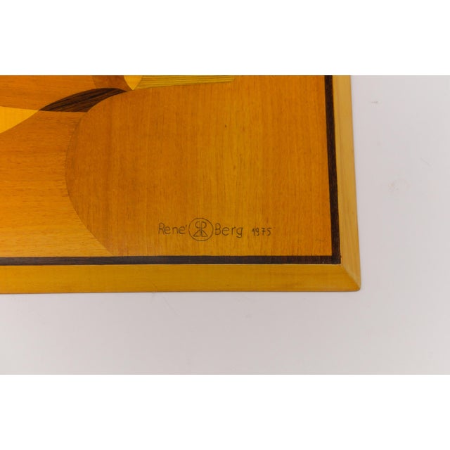 Rene Berg, Wooden Inlays Art, 1975, Beech, Teak and Wood For Sale - Image 6 of 7
