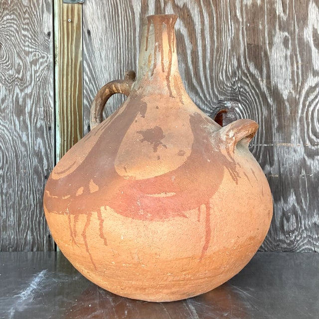 Rustic Vintage Monumental Terracotta Painted Urn For Sale - Image 3 of 7
