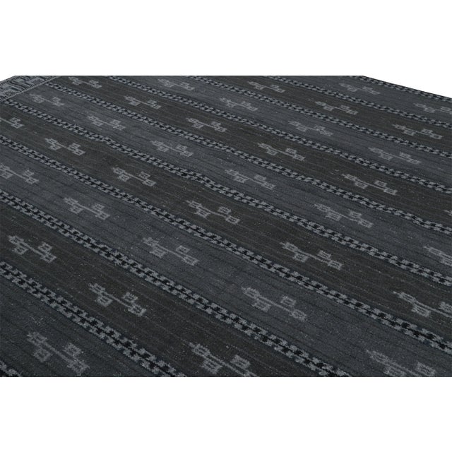 Rug & Kilim Rug & Kilim’s Scandinavian Style Rug With Gray and Blue Geometric Patterns For Sale - Image 4 of 7
