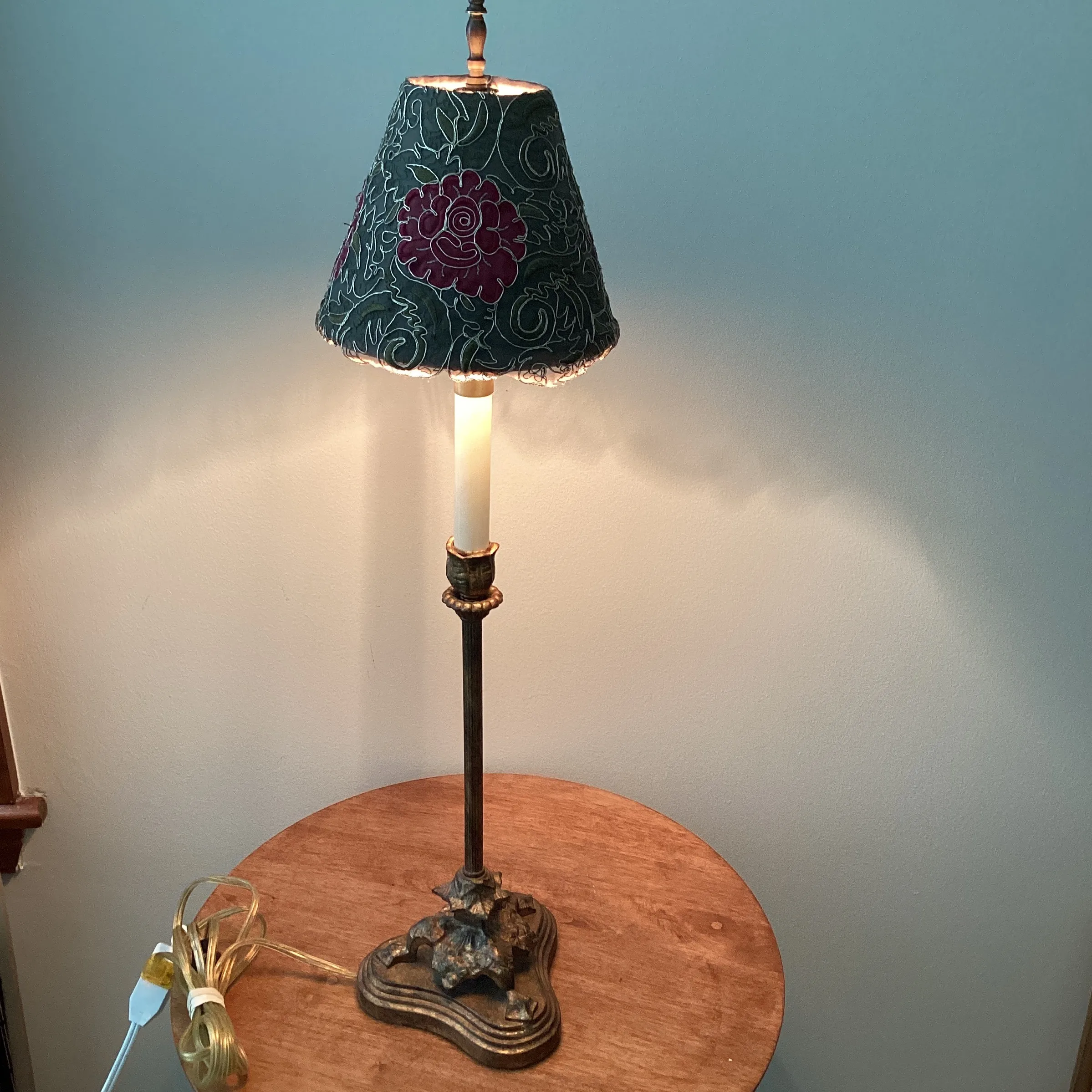 Vintage Mid 20th Century Candlestick Style Brass Table Lamp