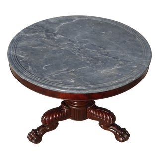 Restoration Period Pedestal Table with Rotating Marble Top For Sale