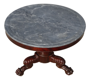 Restoration Period Pedestal Table with Rotating Marble Top