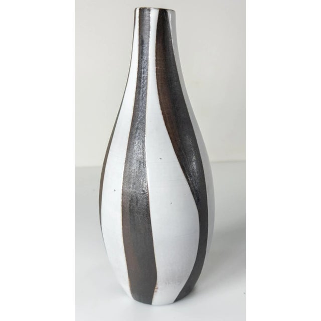 Mid-Century Modern Mid-Century Modern Brown and White Striped Modernist Vase For Sale - Image 3 of 7