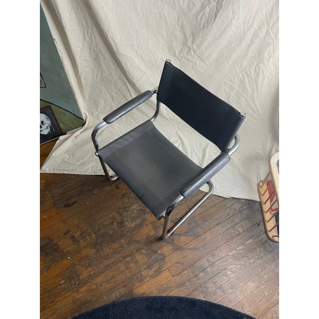 1960s Loewenstein Oggo Leather and Chrome Accent Chair For Sale - Image 4 of 9