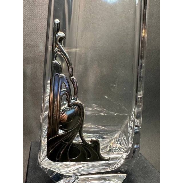 Glass Late 20th Century Florentino Renato Raddi Silver Embellished Crystal Vase For Sale - Image 7 of 12