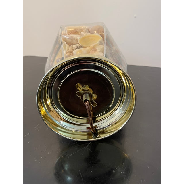 Metal Vintage Coastal Glass Ginger Jar Shell Lamp For Sale - Image 7 of 7