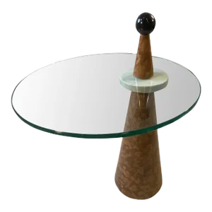 1980s Post Modern Marble & Glass Table in the Manner of Ettore Sottsass