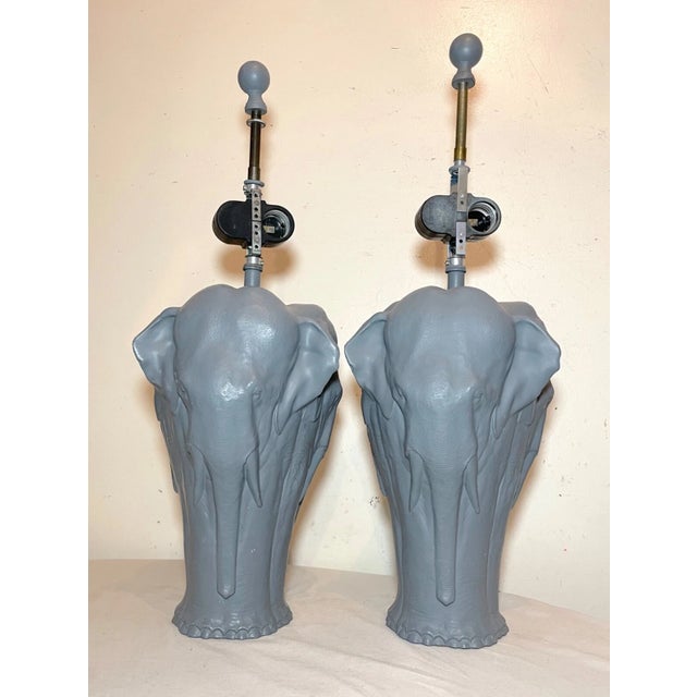 Add a touch of vintage charm to your living space with this quality pair of figural elephant table lamps. These lamps...