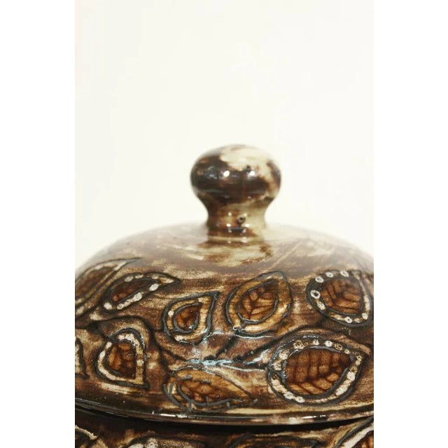 Grand Caquelon Covered with Leaves by Jean Claude Malarmey, Vallauris, 1950s For Sale - Image 4 of 12