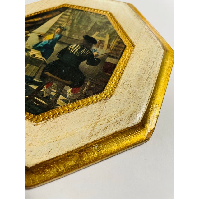 1960s Vintage Florentine Small Wooden Plaque For Sale - Image 5 of 6