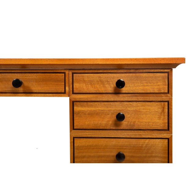 Very Fine English Walnut and Ebony Pedestal Desk by David Linley For Sale - Image 9 of 14