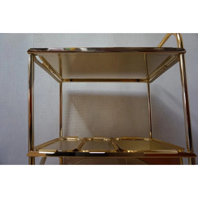 Vintage Hollywood Regency Gold Bar Cart, 1960s For Sale - Image 10 of 18