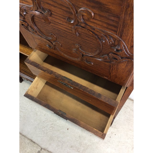Antique Oak Side by Side With Bookcase and Drop Front Writing Desk For Sale - Image 12 of 12