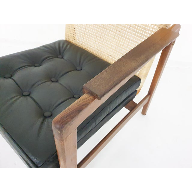 Rattan and Leather High-Back Lounge Chair by P. J. Muntendam for Gebrüder Jonkers, Netherlands, 1950s For Sale - Image 6 of 11
