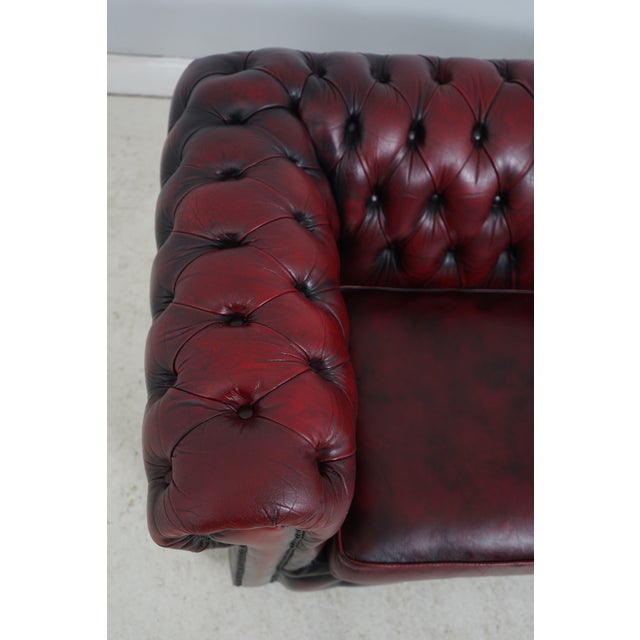 Chesterfield Tufted Leather English Loveseat For Sale - Image 4 of 18