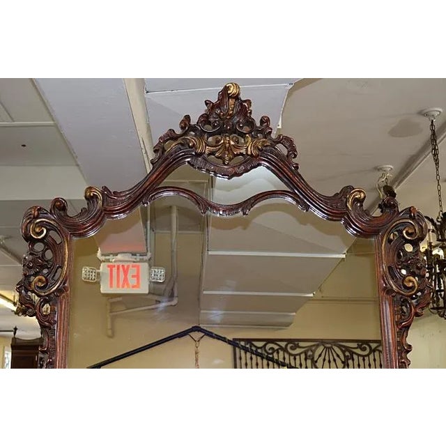 1980s Mahogany Louis XV French Style Marble Top Console With Mirror For Sale - Image 4 of 10