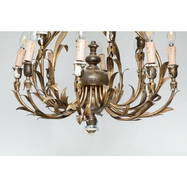 Italian Gilt Wood Chandelier For Sale - Image 4 of 6