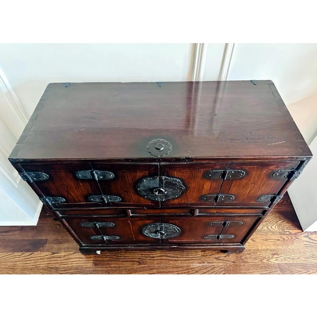 Rare Antique Korean Scholar Two-Level Book Chest Joseon Dynasty For Sale - Image 9 of 12