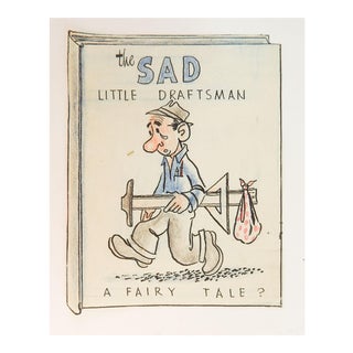 Vintage 1950's Mid-Century Modern Caricature Drawings Jack Ammann Drafting For Sale