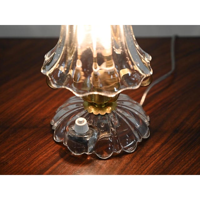 Bell-Flower Murano Glass and Brass Table Lamps from Barovier, Italy, 1940s, Set of 2 For Sale - Image 6 of 16