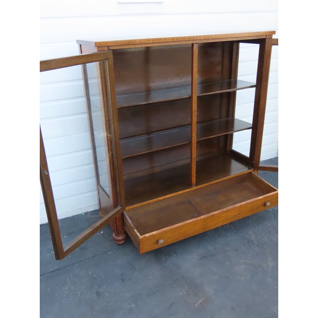 Peck and Hills Furniture Tiger Oak China Cabinet Bookcase Cupboard 6569 For Sale - Image 13 of 18